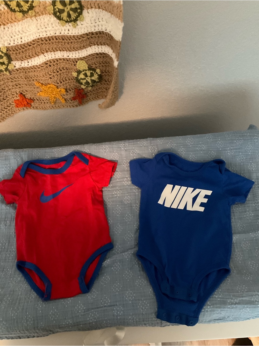 Nike baby One-Piece Bodysuits - Red & Blue Twin Pack plus romper